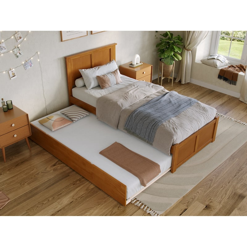 AFI Madison Platform Bed with Footboard & Twin XL Trundle