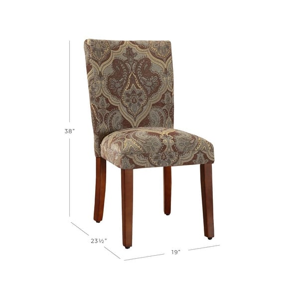 HomePop Blue and Brown Paisley Parson Chairs (Set of 2) - N/A