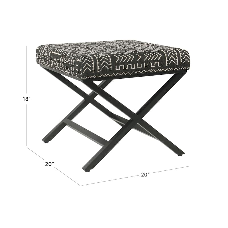 Porch & Den Birchaire Onyx Upholstered Metal Ottoman