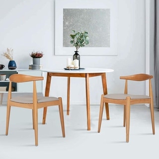 Mid Century Modern Dining Chairs Set of 2 Wooden Low Back Armchair with Faux Leather Cushion Natural Bed Bath Beyond 37928468