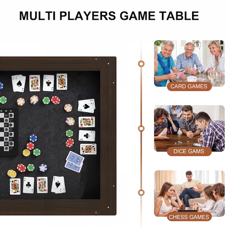 63" Convertible Board Game Table Multi-Purpose Dining & Work Table with Hidden Gaming Surface, Removable Top Panels