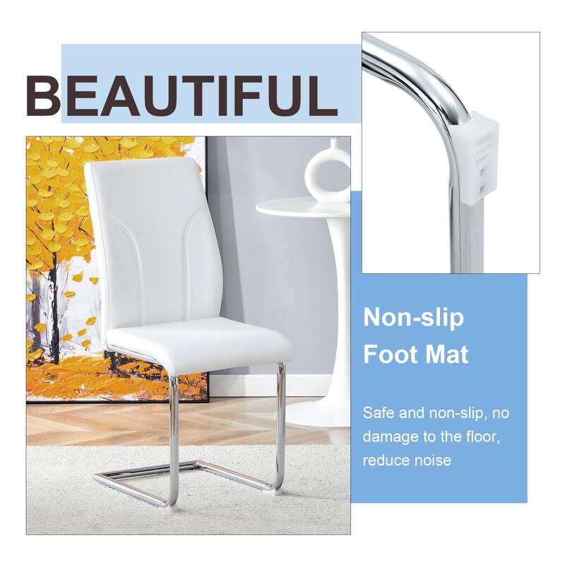 Faux Leather High Back Dining Chair Set of 2, Modern Upholstered Side Chair with Metal Legs for Living Room Home Office