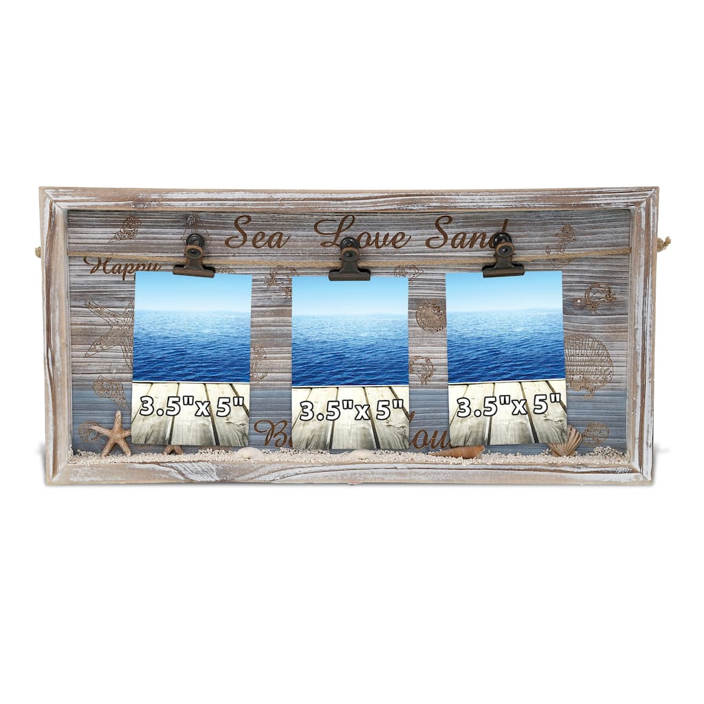 CoTa Global Coastal Horizon White Distressed Pictures Hanger Box Frame - 17 inches
