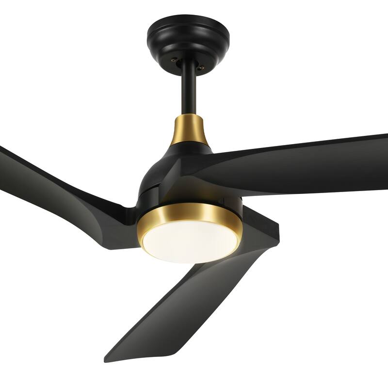 52 Inch Ceiling Fan with Lights Remote Control With 3 Solid Wood Blades