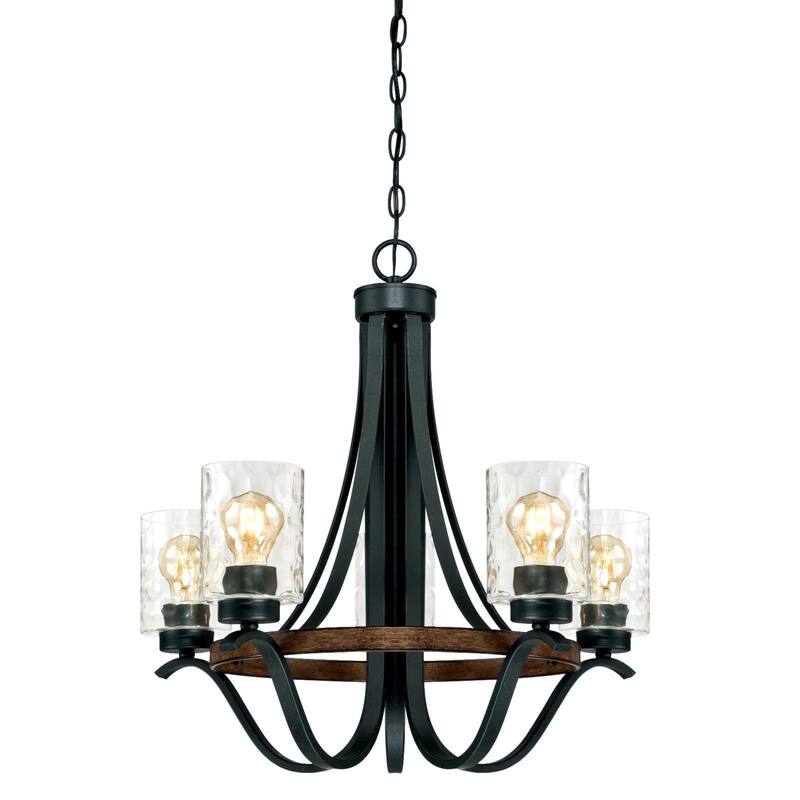 Westinghouse Lighting Barnwell Five-Light Indoor Chandelier - 5-Light - Textured Iron and Barnwood