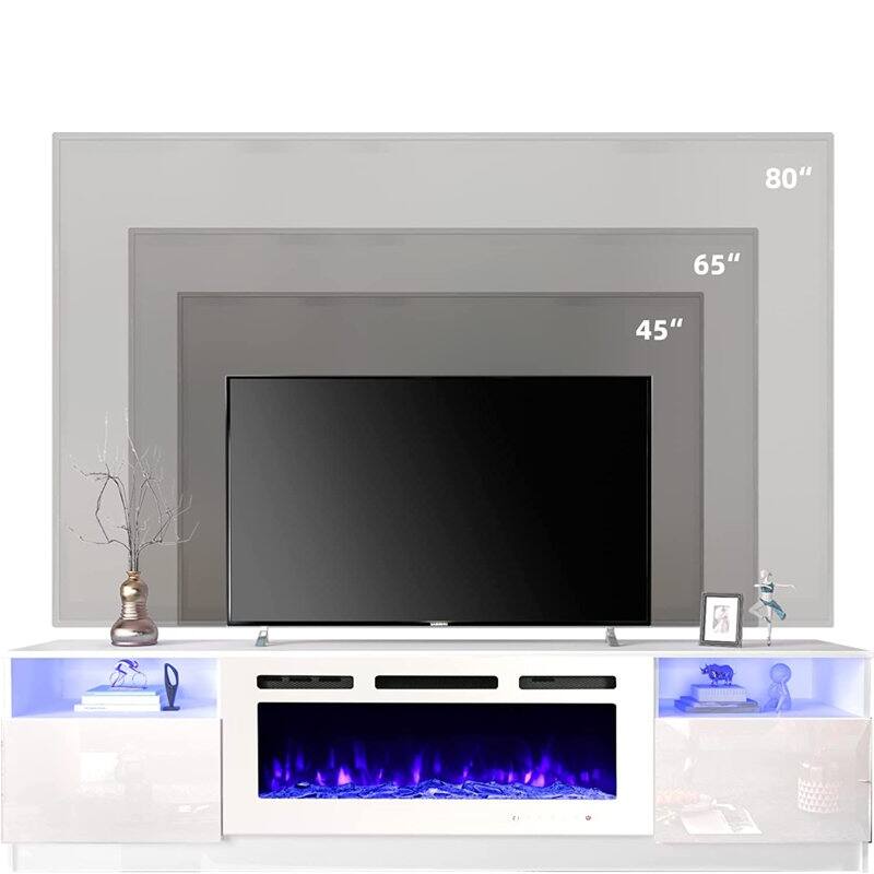 36'' Electric Fireplace TV Stand, Entertainment Center & TV Console for TVs up to 80'', Modern Fireplace Heater for Living Room