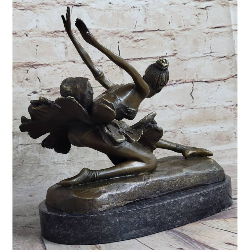 Original Bronze Statue Free As Bird Ballerina Dancer Art Deco Marble Figurine Nr