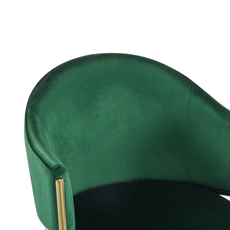 Velvet Upholstered Dining Chairs Set of 2, Modern Kitchen Side Chairs with Gold Metal Legs, Emerald Armchair for Home