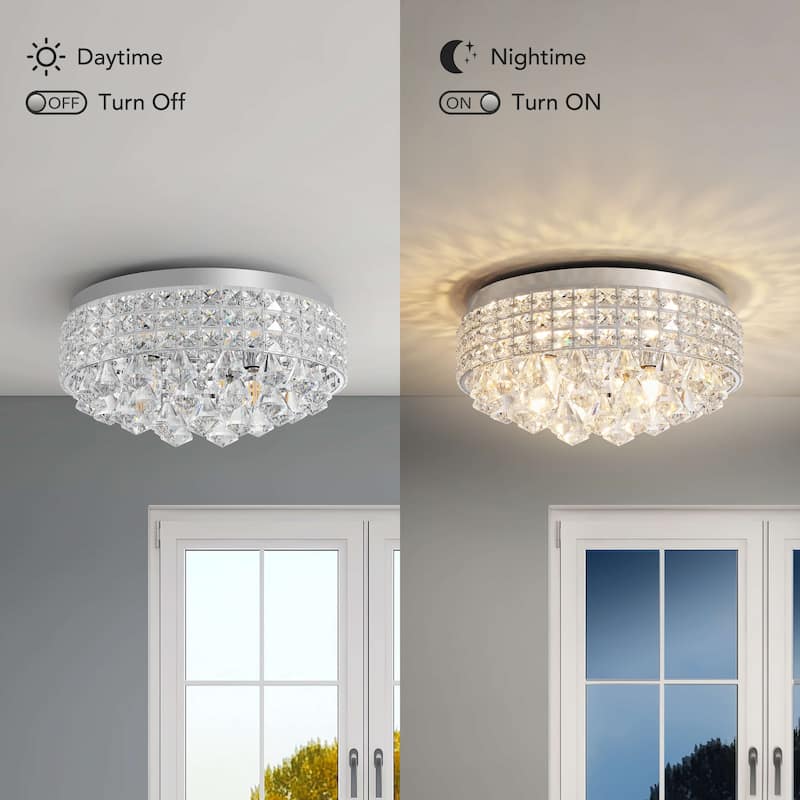 Silver Orchid Taylor Iron Shade Crystal Flush Mount Chandelier