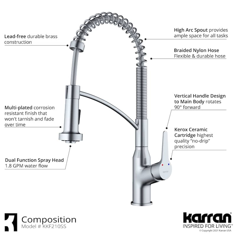 Karran Scottsdale Single-Handle Pull-Down Sprayer Kitchen Faucet with Matching Soap Dispenser