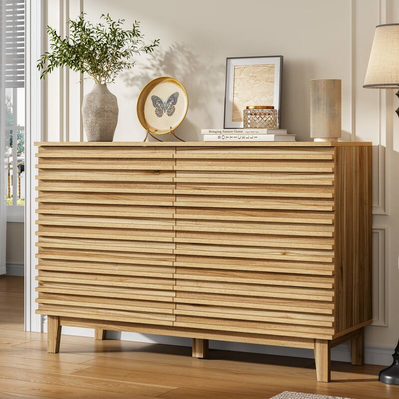 Fluted Dresser for Bedroom with 6 Drawers 47" Wide Chest of Drawers