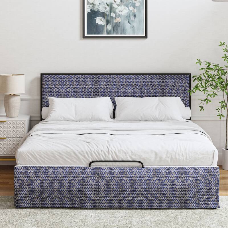 Oliver Modern Washable Slipcover Bed Upholstered Metal by HULALA HOME - TILES - King
