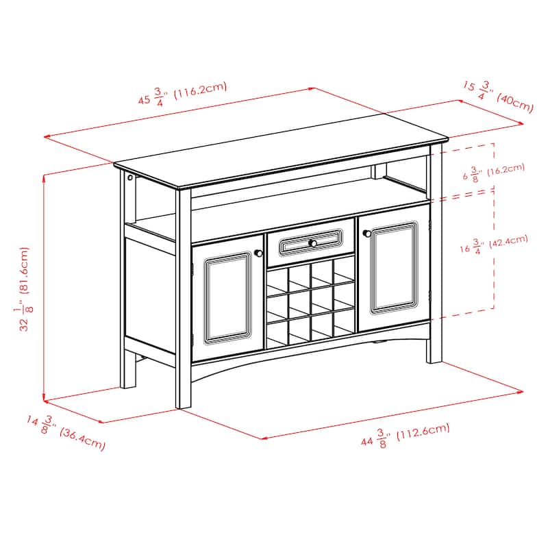 Jasper Buffet Cabinet, Black - 45.75 x 15.75 x 32.13 inches