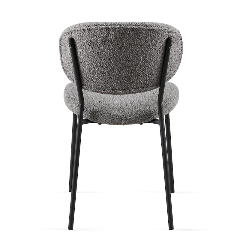Mid-Century Modern Beige Curved Backrest Dining Chairs Set of 2