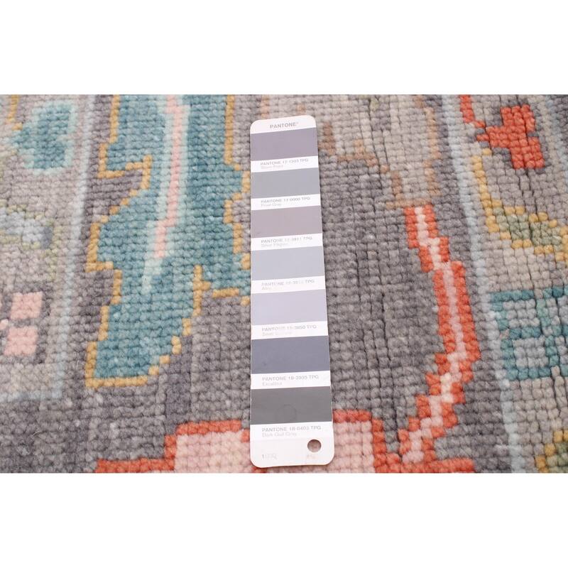 ECARPETGALLERY Hand-knotted Modern Oushak Dark Grey Wool Rug - 9'3 x 12'0