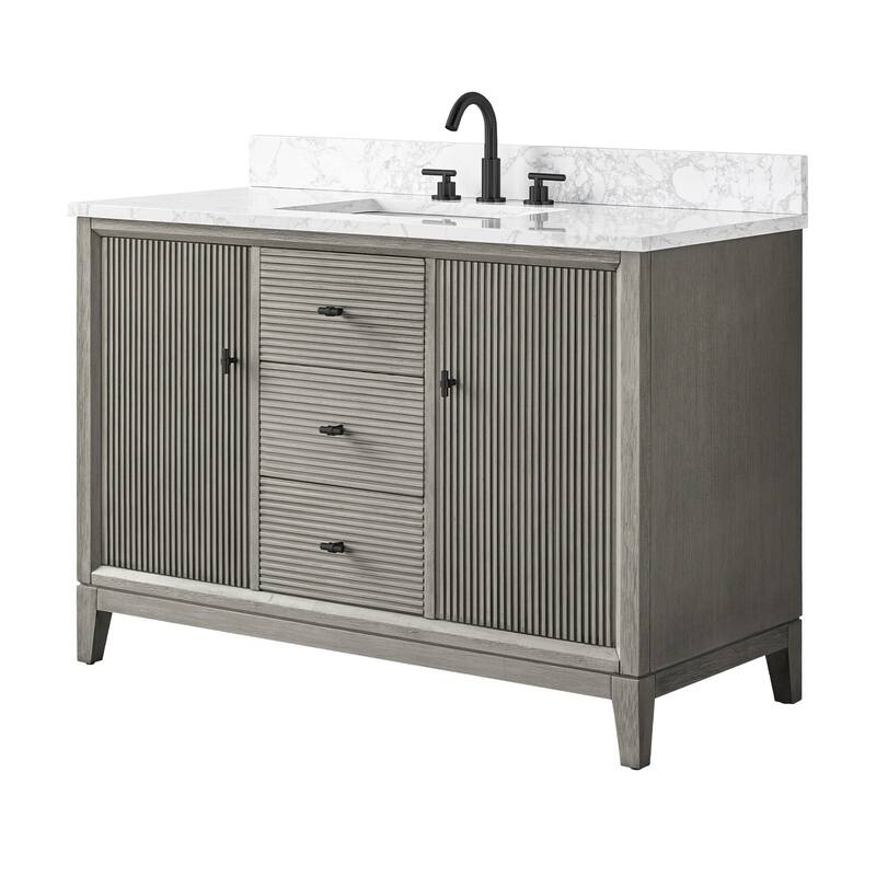 Vanity Art 48" Freestanding Bathroom Vanity with Engineered Marble Top and Sink