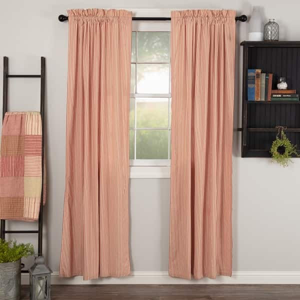 slide 2 of 2, Sawyer Mill Ticking Stripe Panel Set - Panel 84x40 Country Red/Dark Tan
