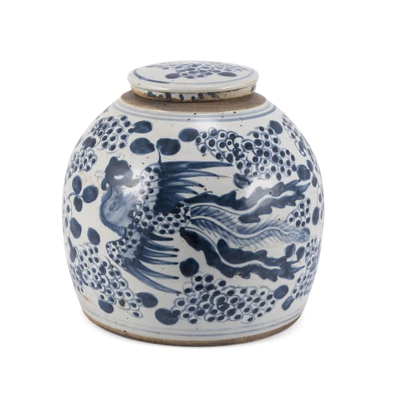 Vintage Ming Jar Phoenix Motif - Large