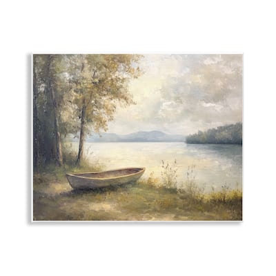Stupell Boat at Lake's Edge Wall Plaque Art Design By Petal Prints Design