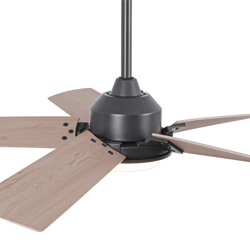 52" Modern Black Ceiling Fan with Dimmable LED Light and Remote
