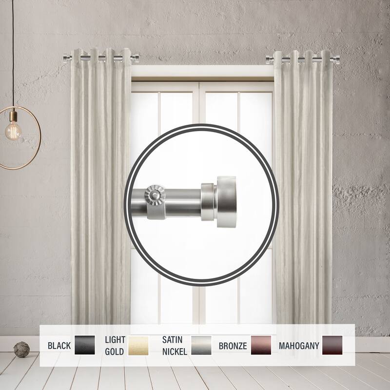 InStyleDesign 1" Side Curtain Rod 12-20 inch long (Set of 2) - Satin Nickel