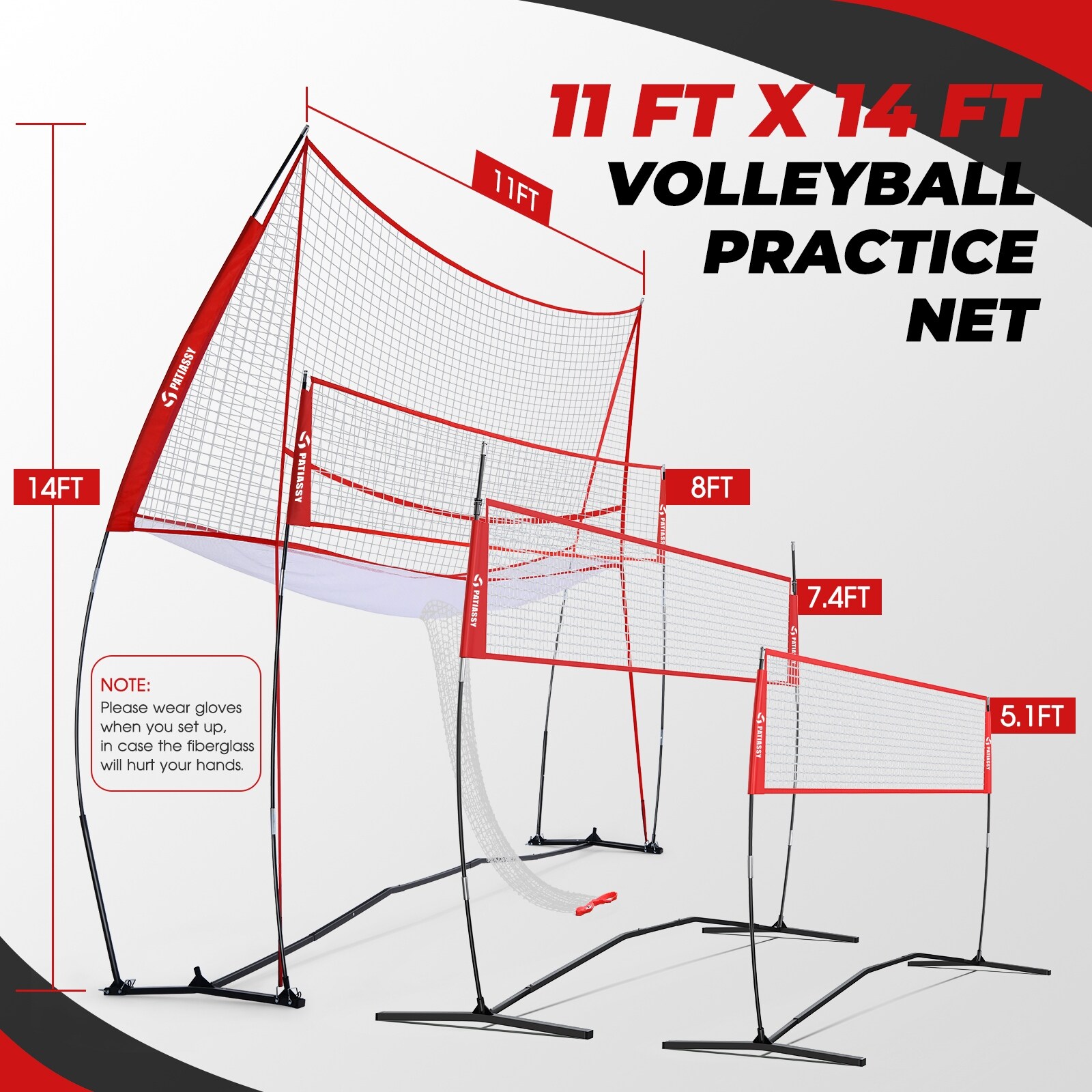 thumbnail image 2 of 2-in-1 Volleyball Practice Net Station With 5-Height (6'6 2 of 12