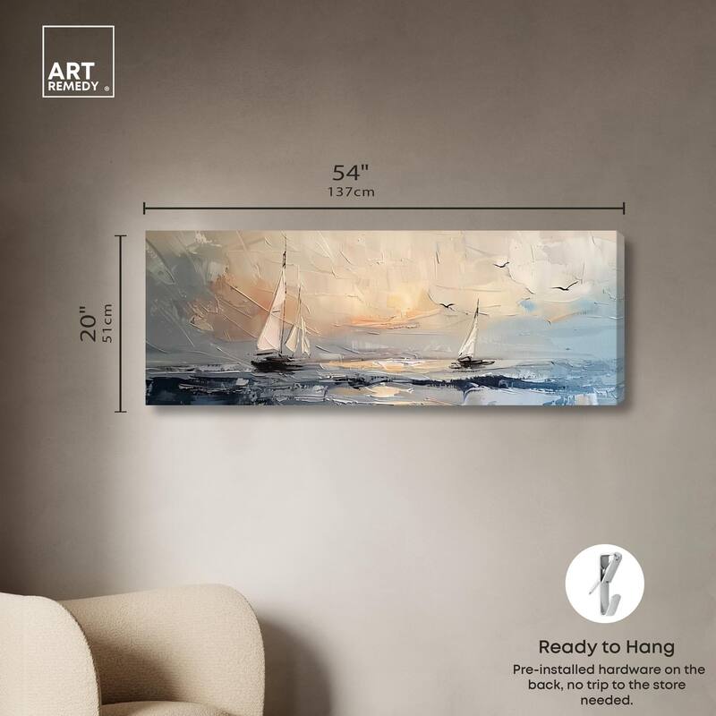 Early Sail Panoramic Canvas by Art Remedy, Gallery Wrapped