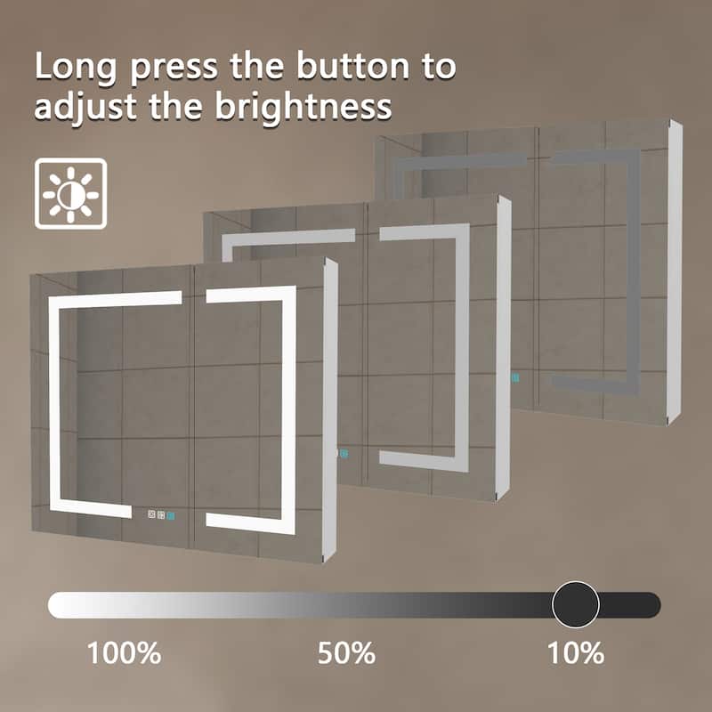 LED Lighted Bathroom Medicine Cabinet with Mirror
