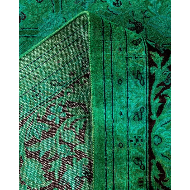 Overton Hand Knotted Wool Vintage Inspired Modern Contemporary Overdyed Green Area Rug - 8' 0" x 10' 6"