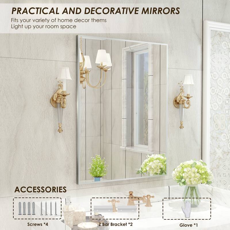 QuivaraView Wall Mounted Aluminum Frame Bathroom Vanity Mirror