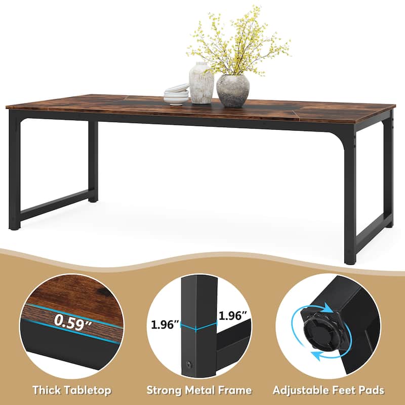 78.74 Inches Modern Dining Table for 8-10, Rectangular Kitchen Table - 78.7"W x 39.4"D