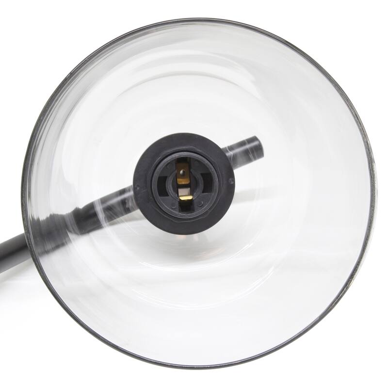 Angled Desk Lamp with Clear Ribbed Glass Shade - 15.75" - Black