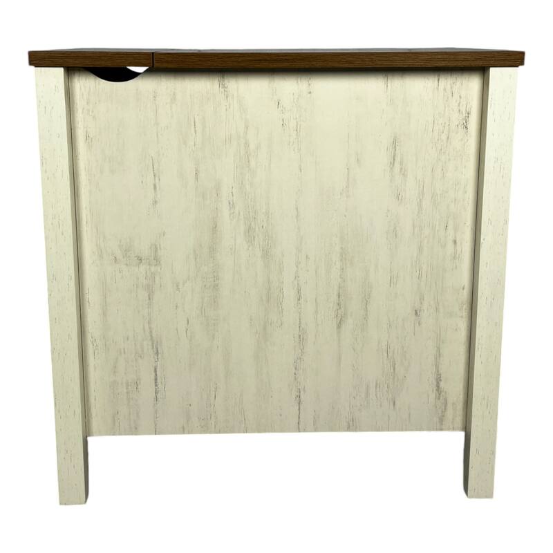Farmhouse End Table with Charging Station,Night Stand with Barn Door and Drawer