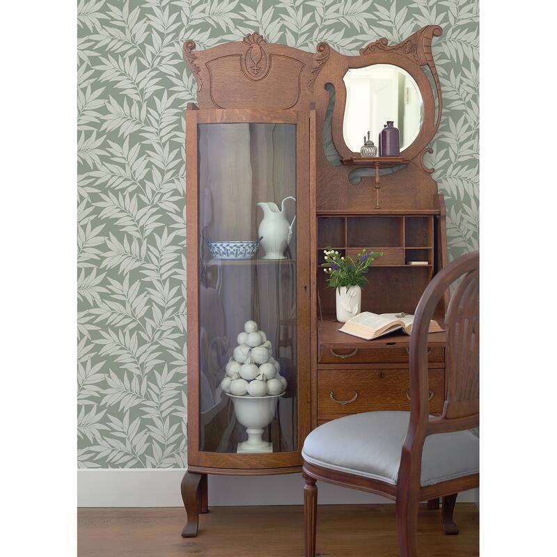 A-Street Prints Morris Green Leaf Wallpaper