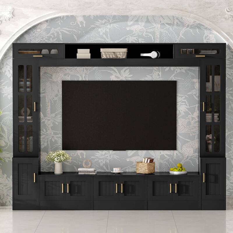 98" W Wall Unit TV Stand with Storage for TVs up to 80", Modern TV Console Entertainment Center with Bookshelves for Living Room
