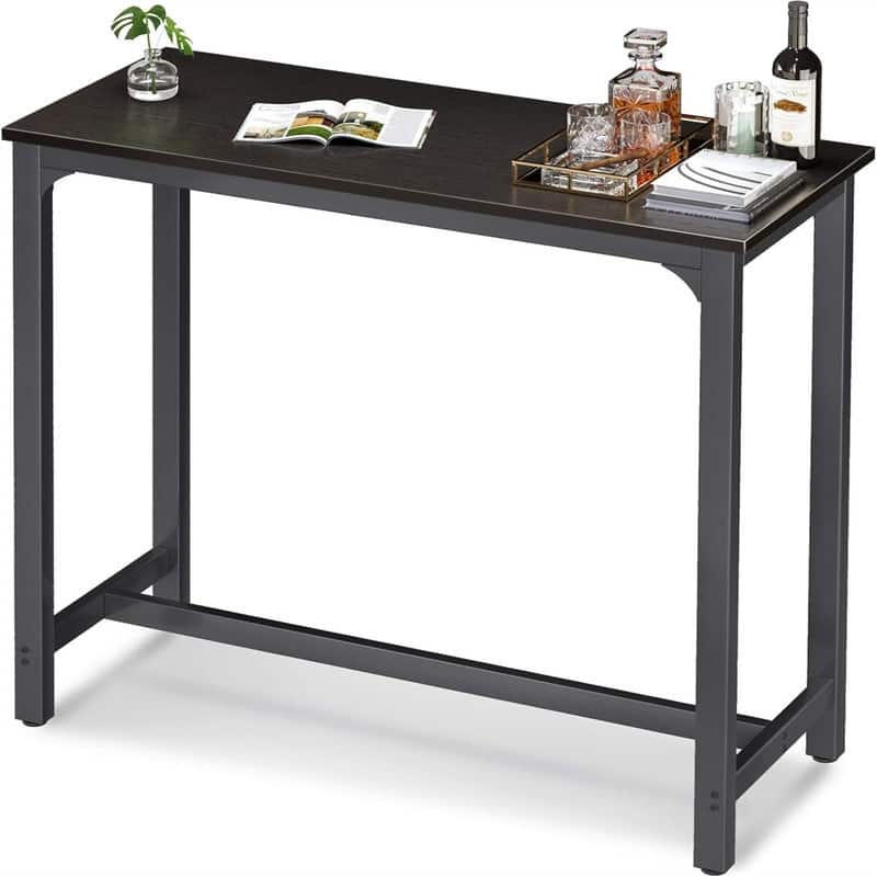 Bar Height Pub Table - 39"D x 15"W x 39"H - Black 39 Inch