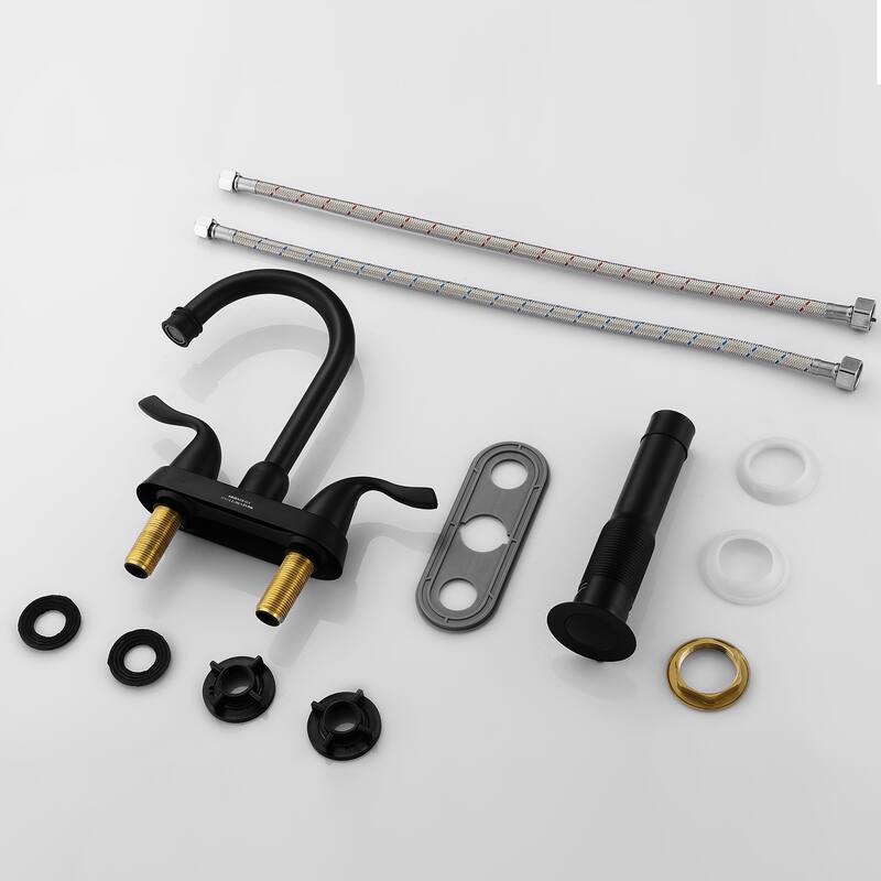 Modern 2 Handle Bathroom Sink Faucet with Pop-Up Drain and 2 Water Supply Lines, Anti-Corrosion and Scratch Resistant