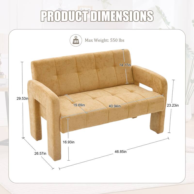 HOMEFUN Chenille Upholstered Tufted Comfortable Wood Frame Loveseats Sofa with Dual Armrests