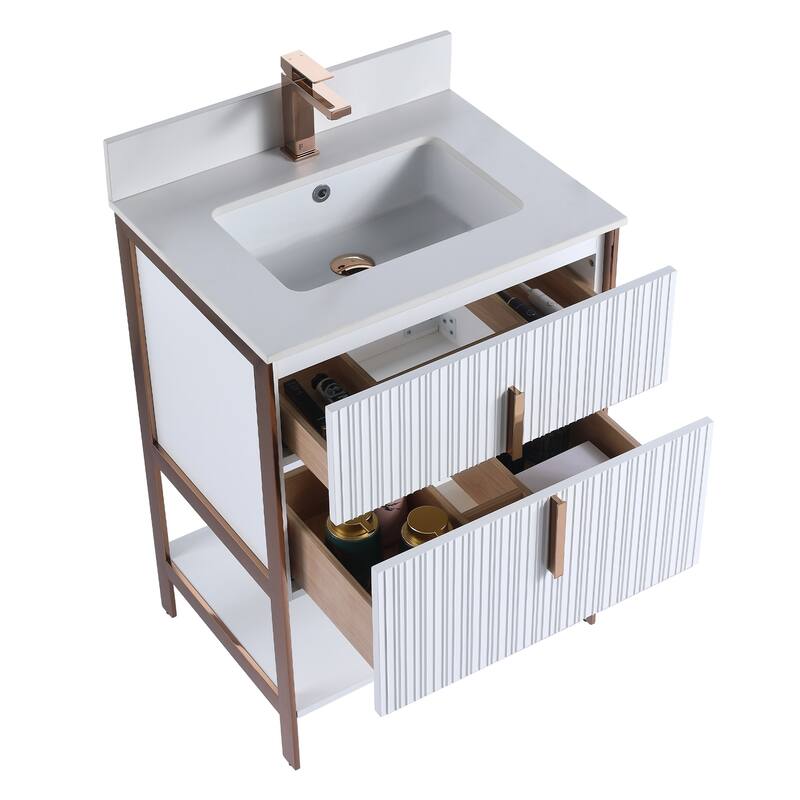 Fine Fixtures Serenity Modern Bathroom Vanity with White Stone Top