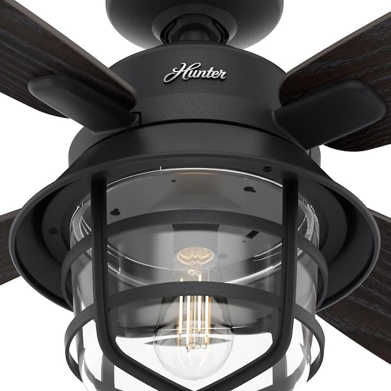 Hunter 52" Port Royale Outdoor Ceiling Fan with LED Light Kit and Handheld Remote, Damp Rated