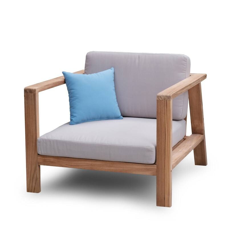 ROSSIO - Moshet Teak Outdoor Converation Set for 5 Person, Brown Natural Wood