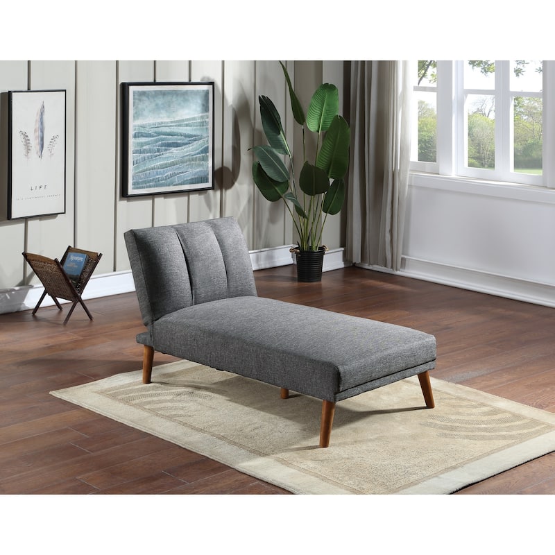 Modern Adjustable Chaise, Convertible to Bed with Extra Cushion - Grey