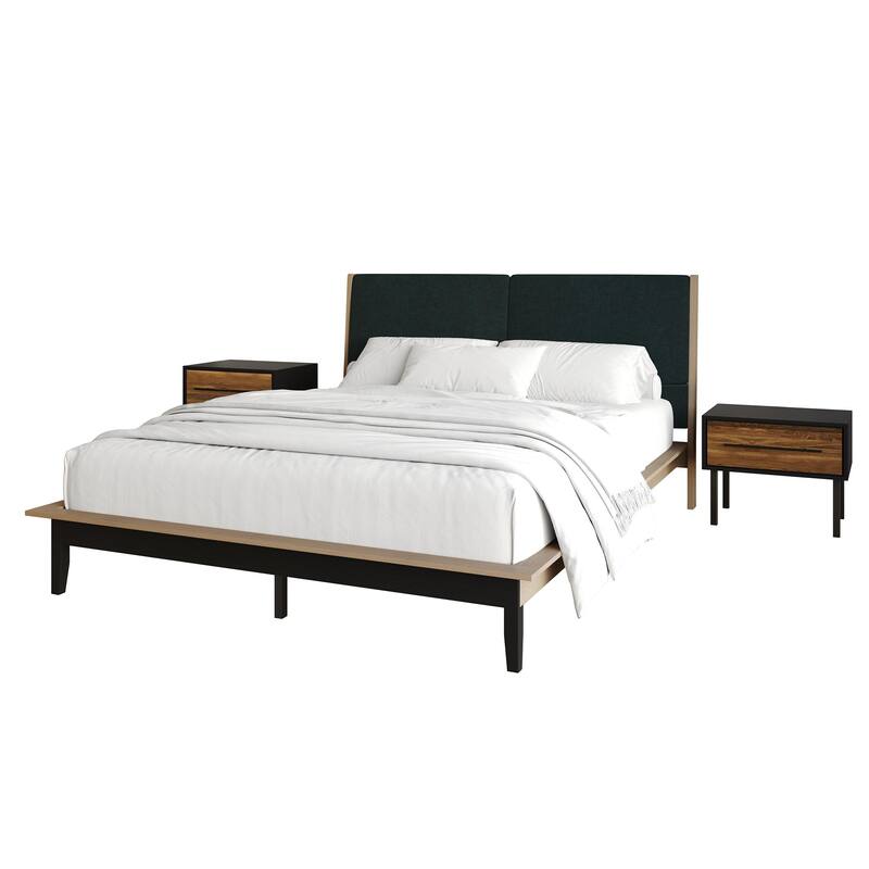 CraftPorch Mid-Century 3-pieces Wooden Bedroom Set