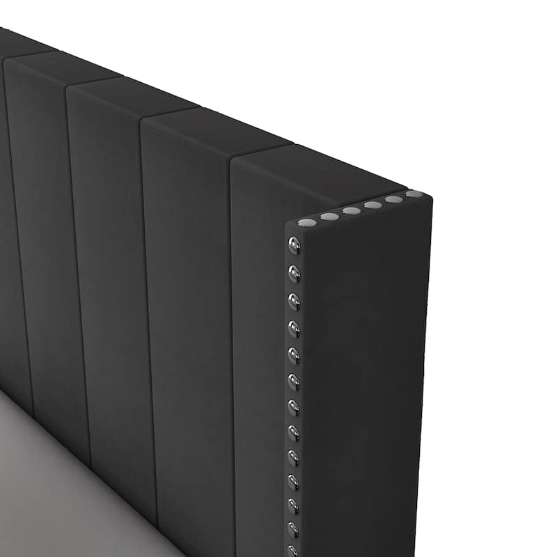 Queen Tufted Upholstered Bed Velvet Bed Frame Platform with Headboard/No Box Spring Required