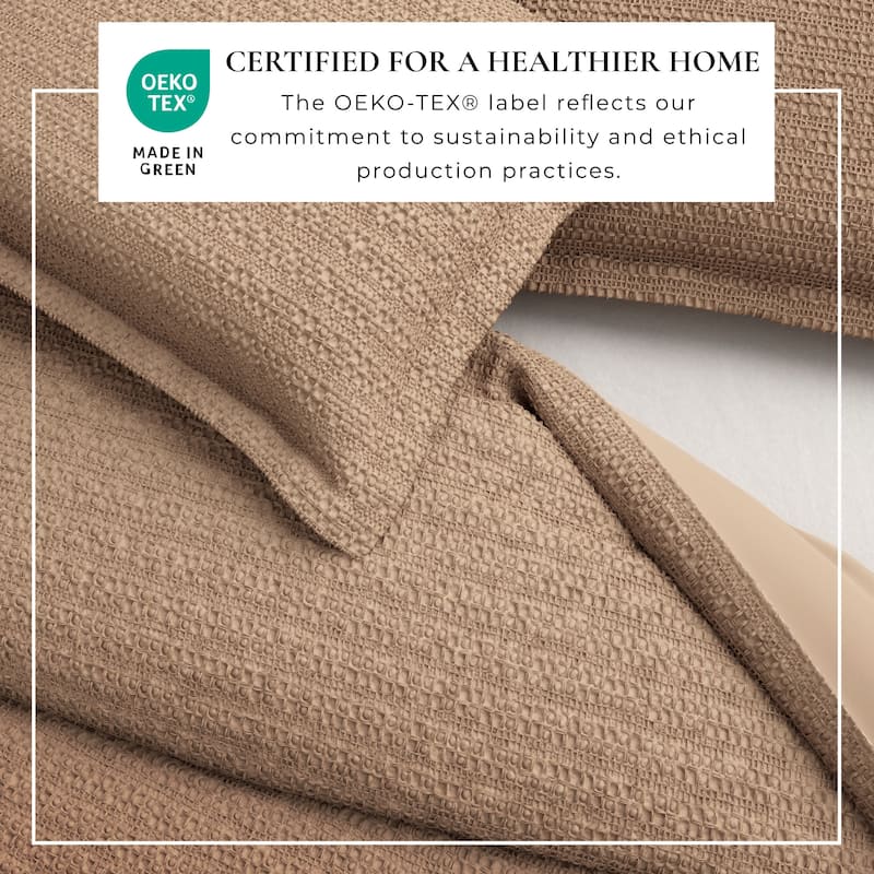 Linery & Co. 100% Cotton Reversible Honeycomb Waffle / Percale Duvet Cover Set