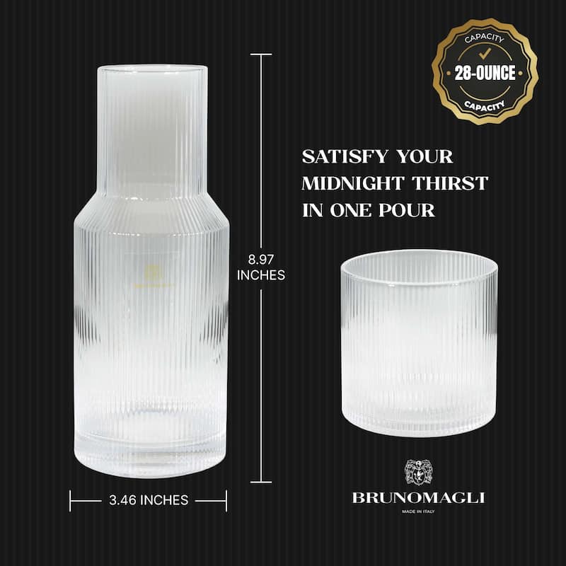 Bruno Magli Ribbed Carafe with Tumbler Lid - 28 oz