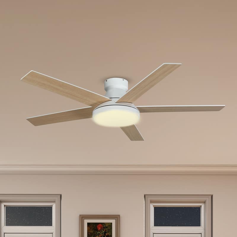 Moasis 52" Flush Mount 5 Blades Ceiling Fans with Light and Remote Control