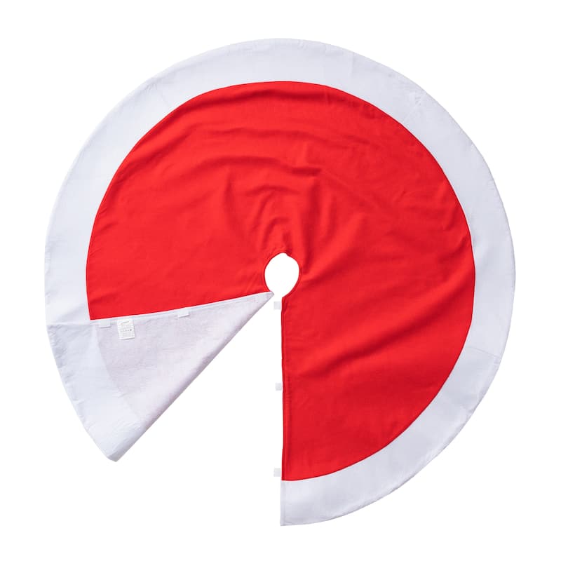 Glitzhome 42"/48"D Red & White Felt Classic Christmas Tree Skirts