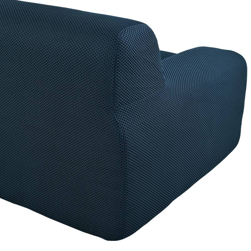 86.2'' Modern Minimalist Style Tufted Design Upholstered 3-Seat Compression Sofa in Dark Blue, Polyester