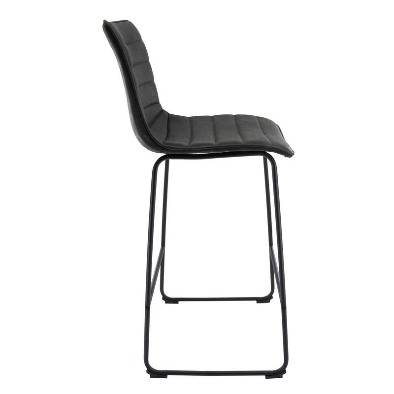 LeisureMod Brooklyn Modern Leather Barstool with Black Sled Base Set of 2 - 29.9